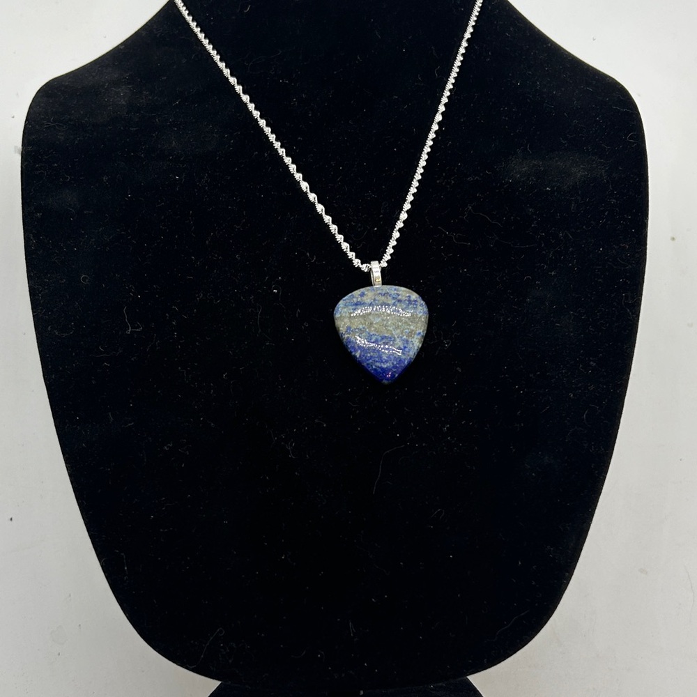 Lapis Lazuli Pendant Necklace with Silver Chain